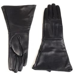 35cm Women's Black Sheepskin Real Leather Retro Medieval Renaissance Long Cuff Gauntlet Gloves
