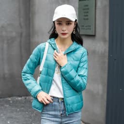 Winter Women's Light Down Hooded Jacket,Red Blue Khaki Green Available,European Size S-XXL,Women Coats