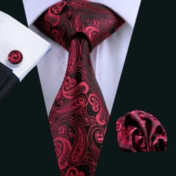 Fashion Red Plaid Men Tie Set 8.5cm Silk Jacquard Neckties Wedding Business Handkerchief Cufflink Tie Set Barry.Wang FA-6011