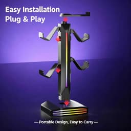 GB Headphone Stand for Desk - Controller Stand & Gaming Headset Holder with USB & Type-C Ports, Rotatable Earphone