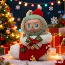 Doll Clothes for 15-17CM Labubu Clothing Merry Christmas Hat Scarf Elk Snowman Set Mini Plush Doll Accessory New Year Dress Gift