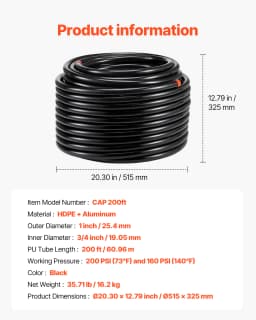 VEVOR Air Compressor Line Kit 100FT/200FT HDPE-Aluminum Compressed Air Piping System Air Line Tubing Kit for Garages Workshop