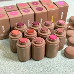 RHODE Cheek Blush Cream Blusher Stick Lip Gloss Phone Case For iPhone 15 16 17 Ribbon SALTY TAN Raspberry Espresso Lipstick INS