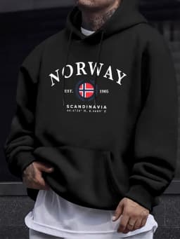 Norway Scandinavia Flag Creative Prints Pullovers Unisex Thicken All-Match Hoodie Street Autumn Sweatshirt Loose Casual Clothes