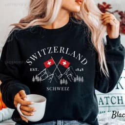Switzerland Sweatshirt Swiss Flag Crewneck Pullover Unisex Pullover Swiss Gift