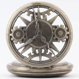 Unique Retro Bronze Steampunk Hollow Gear Design Quartz Pocket Watch with Necklace Chain Leisure Pendant Gift Men's Clock
