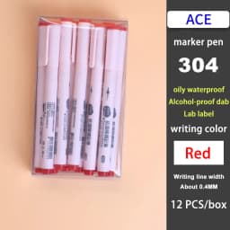ACE 304 314 324T Dual Tip Quick Dry Oil Based Marker Pen for Lab Hospital Use Resistant to 75% Alcohol Professional Marking Tool