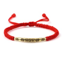 Red Thread Braided Bracelet Golden Silver Color Long Tube Bangle Handmade Adjustable Women Men Fashion Friendship Jewelry Gift