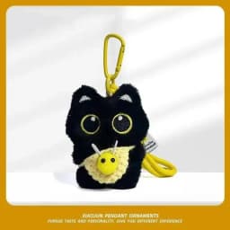 Practical Plush Black Cat Car Keychain Kitten Cartoon Backpack Decoration Toy