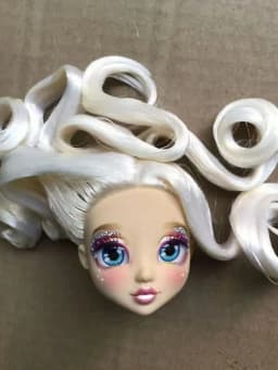 Quality Doll Heads Sparkly Alive Glasses Eyes No Hair Doll Parts White Purple Gold Hair Blue Black Skin Doll Accessories