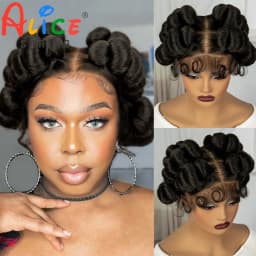 Bantu Braided Wigs Synthetic Transparent Full Lace Braided Lace Wigs Ginger Orange Color Short Cute Handmade Knotless Braids Wig