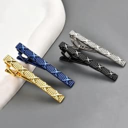 1Pcs Fashion Tie Clip for Men Copper Simple Bar Clasp Practical Mens Classic Tie Clips Clamp Pin Jewelry Necktie Wedding Gift
