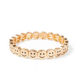 2024 New Gold Color Bangle Happy Elastic Bracelets For Women Beaded Accessory