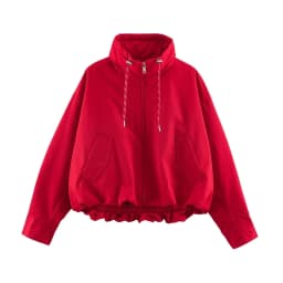 Guobioziy 2026 Autumn Women's Short Thick Jacket Stand Collar with Drawstring Hem Zipper Long Sleeve Loose Casual Pocket Coat