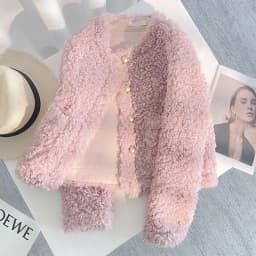 Lamb Fur Short Jacket Women's Thickened Winter New Style Small Fragrance Style Top Quality Polyester Fiber Ladies Coat