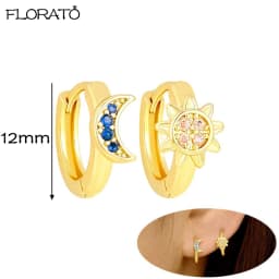 925 Sterling Silver Needle New Star/Moon Small Hoop Earrings for Women Exquisite Crystal Pendant Earrings Fashion Jewelry Gift
