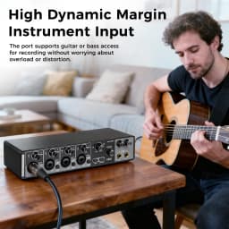 Depusheng MQ44 Professional 4 Channels Audio Interface Built in ASIO Driver High Impedance for Studio and Live Performances
