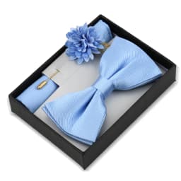 Bowtie Man Flower Brooch Set With Box Pocket Square Butterfly Lapel Pin Bow Tie Set For Men Wedding Suit Accessories Gift Cravat