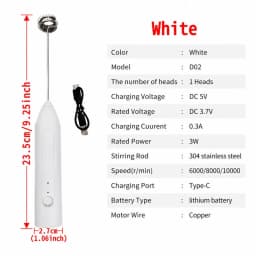 Electric Coffee Frother 2 In 1 Rechargeable Type-C Blender Stainless Steel 3 Speeds Milk Mixer Egg Beater Handheld Foam Maker