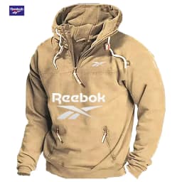 Reebok Men's Winter-Spring Warmth Hooded Sweatshirt - Daily Outdoor Multi-Pocket Zippered Comfortable Top - Solid Color Classic
