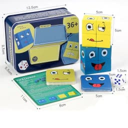 Wooden Face Changing Cube Toys Building Blocks for Cartoon Puzzle Montessori Jigsaw Educational Board Game Family Toys