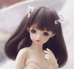Wig for 1/6 Bjd Doll Curly Hair with Bangs Braids Dark Brown/ Gold Wig Accessories for Head Circumference 16-18cm