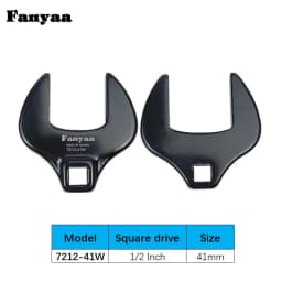 Fanyaa Open End Interchangeable Torque Head, Individual Crowfoot Wrench, Square Drive 1/2", Full Polish 36-48mm Made In Taiwan