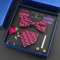 Luxury Neck Tie Set For Men Classic Brand Necktie Bowtie Hanky Cufflinks Floral Brooches Tie Clip Set Wedding Business Box Gift