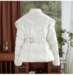 Double Collar Down Fashion Cotton Jacket For Women in Winter 2025, New Fashionable Lamb Wool Warm Waist Casual Slimming Jacket