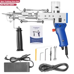 Tufting Gun 2in1 Set with Fabric Carpet Trimmer 5-40 Stitch/sec Adjustable Speed Electric Carpet Gun,7-21mm Focking Machine