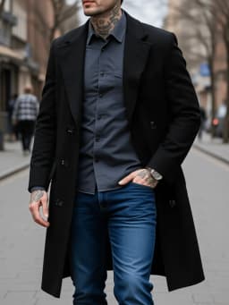 New Style Men's Overcoat Double-Breasted Woolen Jacket: Thickened Lined Coats For Winter Chill Protection - Solid Color
