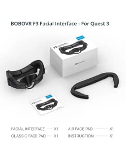BOBOVR F3 Facial Interface Compatible with Quest 3 Face Cover Pad with 3-Channel Ventilation Adjustable FOV VR Accessories