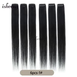 Isheeny 6PCS Mini Clip in Human Hair Pad 1Clip On Machine Weft Hair Extensions 12'-16' 30g/Pack Natural Straight Clip Hair Piece