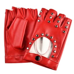 Women Punk Fingerless Dance Gloves with Studs Black PU Leather Rivets Cosplay Performance Dance Gloves Sexy Cool Riding Gloves