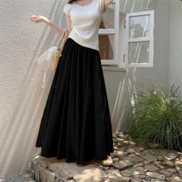 2025 New Women's Chiffon A-Line Maxi Skirt: High Waist Flowy Hem with Elegant Drape & Wide Silhouette