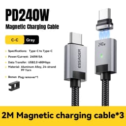 Essager 240W Magnetic Charging Cable E Marker USB C To Type C Cable PD3.1 Fast Charging For iPhone 17 16 Samsung S25 iPad Laptop