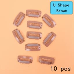 10Pcs 32Mm Hair Clips U-Shape Metal Clips For Hair Extensions 9-Teeth Wig Clip For Women Wig Accessories Black Brown Beige