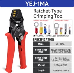 Insulated Terminals & Non-Insulated Terminals Cold Crimping Pliers Multifunctional Ratchet Crimping Tool YEJ-16MA/6MA/1MA