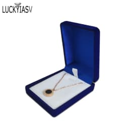Wholesale Pendant Necklace Chain Storage Package Gift Box Soft Black/Blue/Red Velvet Casket Long Earrings Jewelry Organizer Box