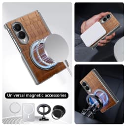 Luxury Magnetic Crocodile Pattern Leather Case for Samsung Z Fold 8 Wide Shockproof for Magsafe Central Axis Protection Cover