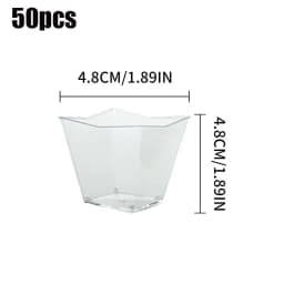 50/100pcs Transparent Dessert Cup Mini Square Plastic Dessert Cups for Birthday Party Fruit and Ice Cream Plastic Food Container