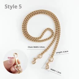 Golden Bag Chain Accessories Metal Extension Chains Underarm Crossbody Shoulder Belt Replacement Bags Strap For Women's Bag