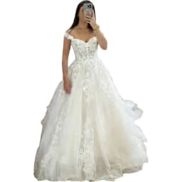 Customized Womens Vintage Lace Applique Wedding Dresses For Bride Off the Shoulder Bridal Gowns Backless A-line Robe De Mariée