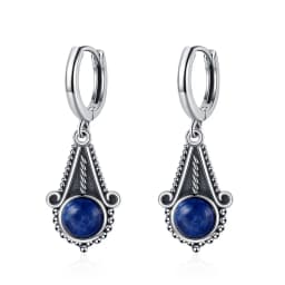 New Elegant Natural Kyanite S925 Silver Drop Earrings for Women Vintage Jewelry Wedding Engagement Hoop Earrings Gifts