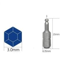 3Pcs Magnetic 1/4 Inch Ball Screwdriver Bits - Auto Repair Tools 25mm Length 3/4/5/6mm Screwdriver Head