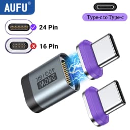 AUFU 240W Magnetic USB C Adapter Fast Charging Type C to USB C USB4 Connector 40Gbps 8K60Hz for Thunderbolt 4 3 iPhone16 Macbook