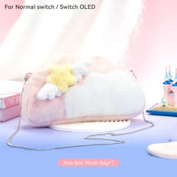 GeekShare Carrying Case Pink Star Kawaii Plush Strorage Bag For Nintendo Switch OLED NS Game Console Accessories