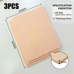 A4 Size Tattoo Practice Skin 3/1mm Double Side Silicone Permanent Makeup Eyebrow Synthetic Leather Training Fake Skin Accessory