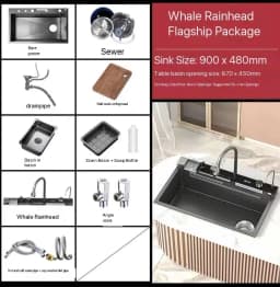 Neptune Star Whale Rain Vegetable Washing Basin Large Single Slot Thickened 304 Stainless Steel Sink Kitchen Household Dish Sink