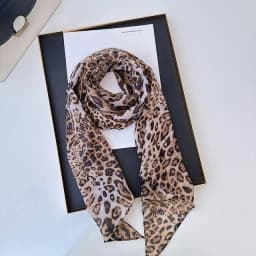 Leopard Small Long Silk Scarf Women Chiffon Strap Winter Warm Windproof Y2k Irregular Scarf Waste World Punk for Nightclub Party